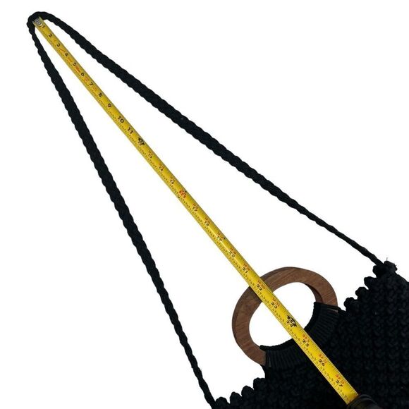 Danielle Nicole Macrame Handbag Black Fringe - Picture 12 of 15